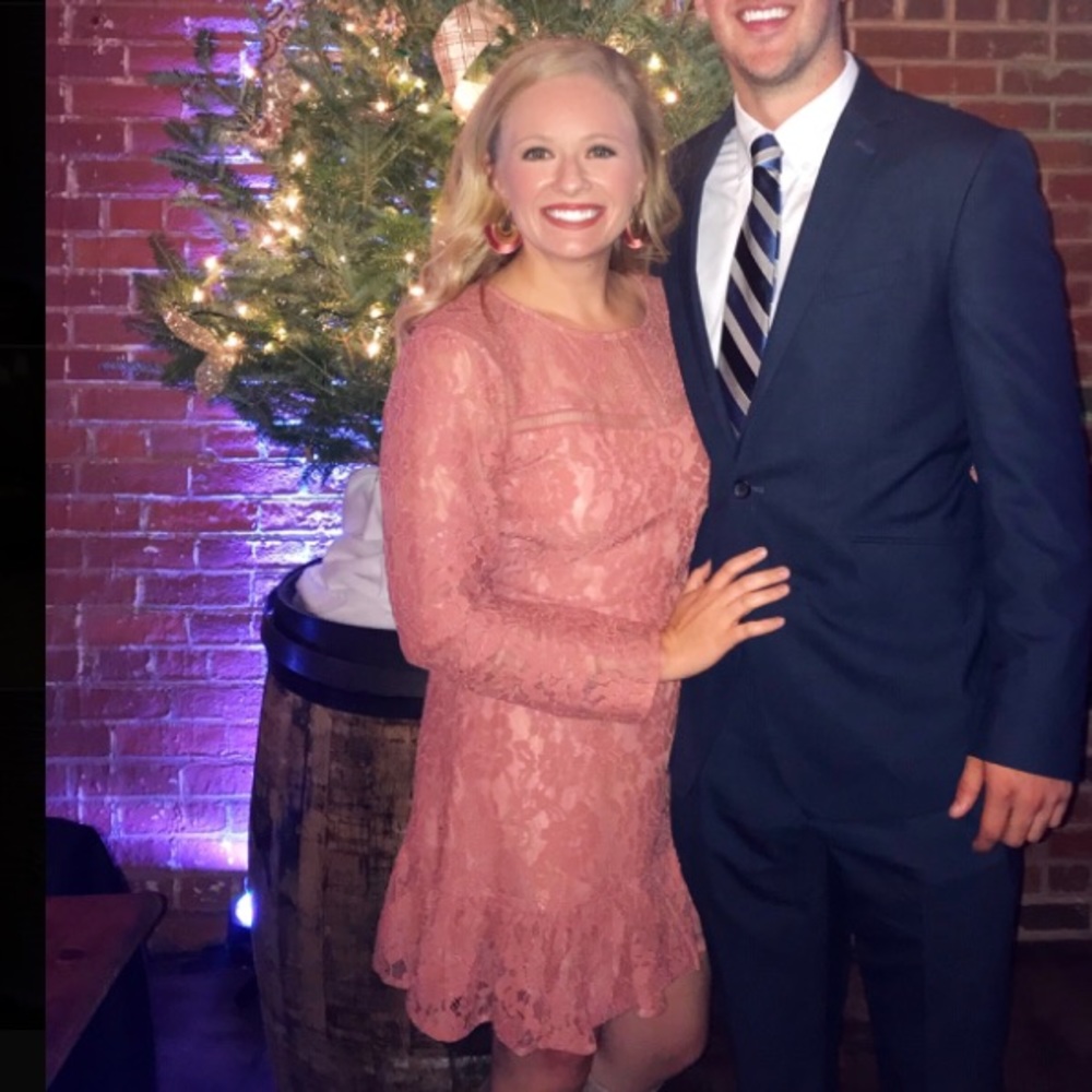 Mauve lace long sleeve dress